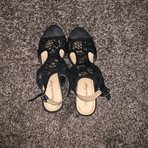 Black lace wedges